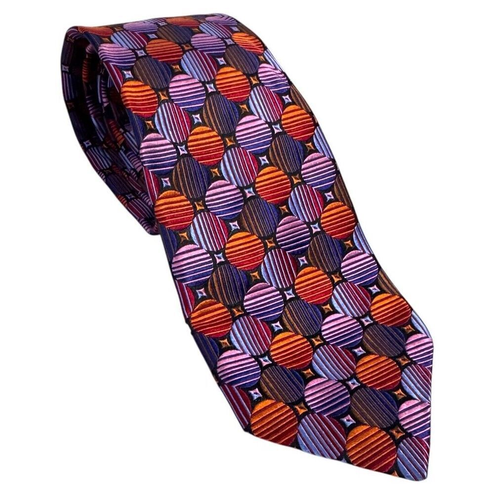 Silk Necktie Circles‎ Squares Abstract Geometric Pattern Business Casual Stylish